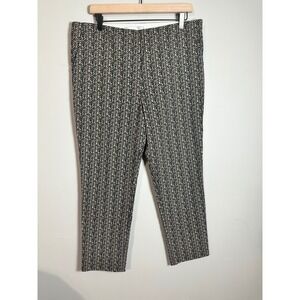 Sara Campbell Sheri XL Black White Geometric Heart Print Slim Ankle Pants USA